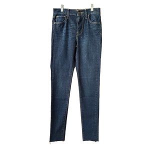 Levi's 720 High Rise Super Skinny Jeans 25 Dark Wash Raw Hem Excellent Condition